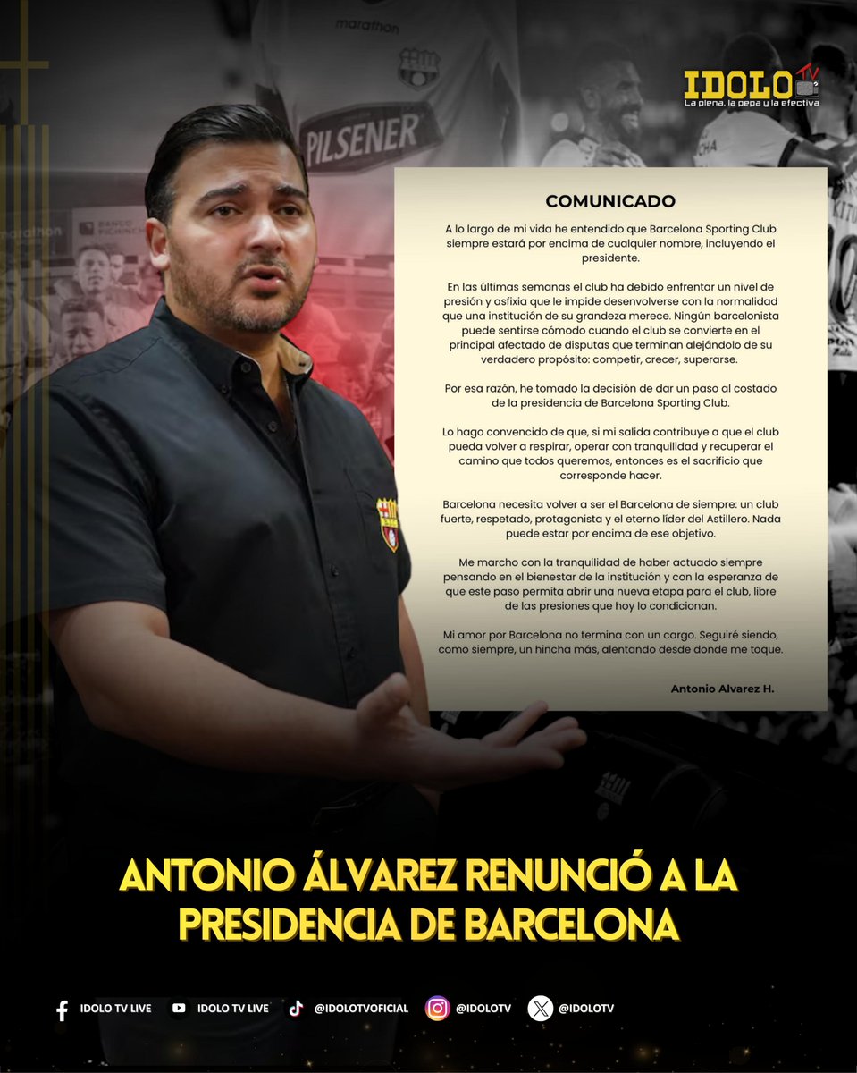idoloTV's tweet photo. Renunció Antonio Alvarez https://t.co/a8ovAeBMhK