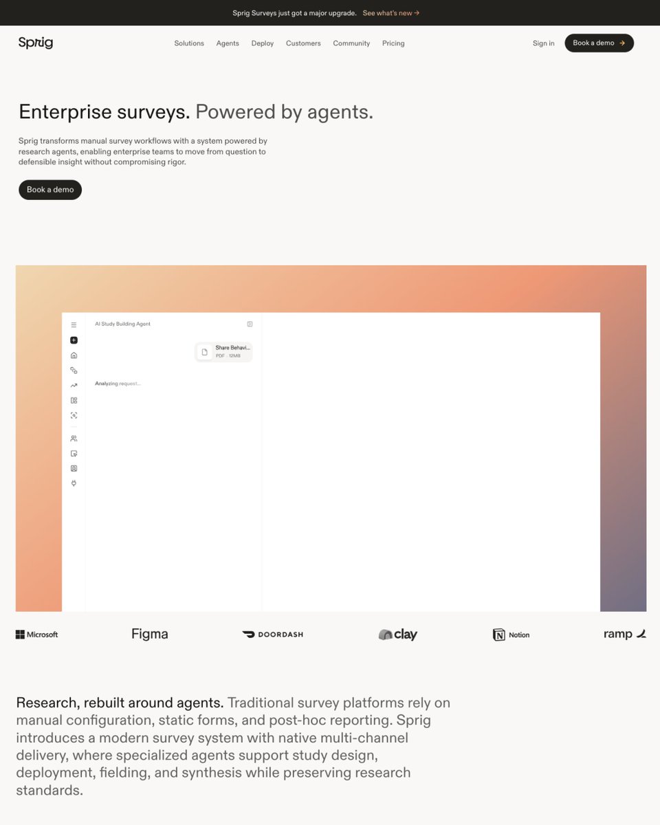 uiuxshowcase's tweet photo. 🔍 Want to understand what your users really think?

Sprig helps product teams collect in-product feedback, run AI-powered surveys, watch session replays, and uncover actionable UX insights—all from one platform. 🚀

🔗 Explore here:  https://t.co/x66cQ4w31m https://t.co/Uedwy6rtQ6