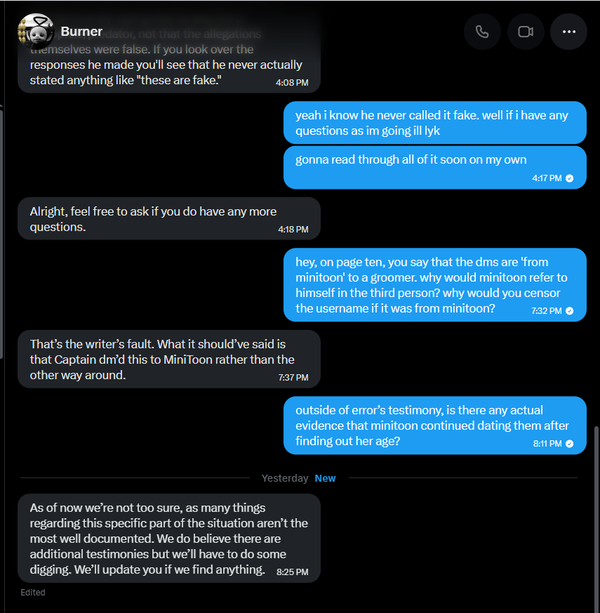 simple_ton__'s tweet photo. Actually, this is completely untrue, and you even admit as such. Notice, this is all just testimony. The bottom image isn't even dated. There is 0 actual evidence that he knew. [our dms to see for yourself]

do not spread claims like this around if you are not 100% sure of what you are saying. These are life ruining allegations, and the cavalier nature by which you are handling these is troubling and disturbing.