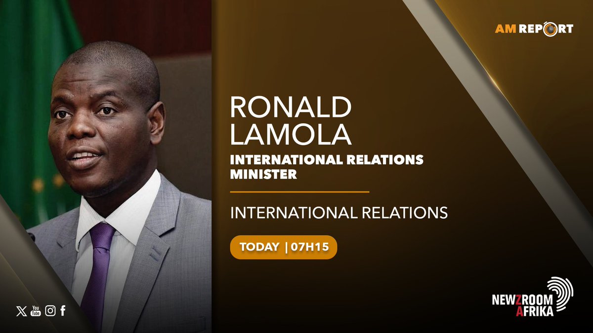 Newzroom405's tweet photo. [COMING UP] International Relations and Cooperation Minister Ronald Lamola will be on #AMReport405 at 07H15. https://t.co/WKmNSKmP1d