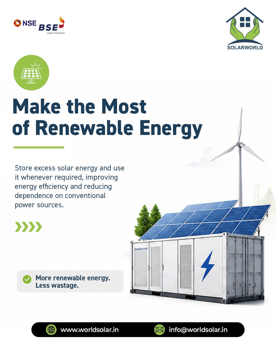 Solarworlden's tweet photo. ⚡ Smarter energy starts with BESS.  Reduce energy costs, ensure reliable backup power, and maximize renewable energy—all while building a more sustainable future.  Discover why industries are embracing Battery Energy Storage Systems.  
https://t.co/qAIUcIzDr3
#Solarworld #BESS https://t.co/eL5DzaCP2v