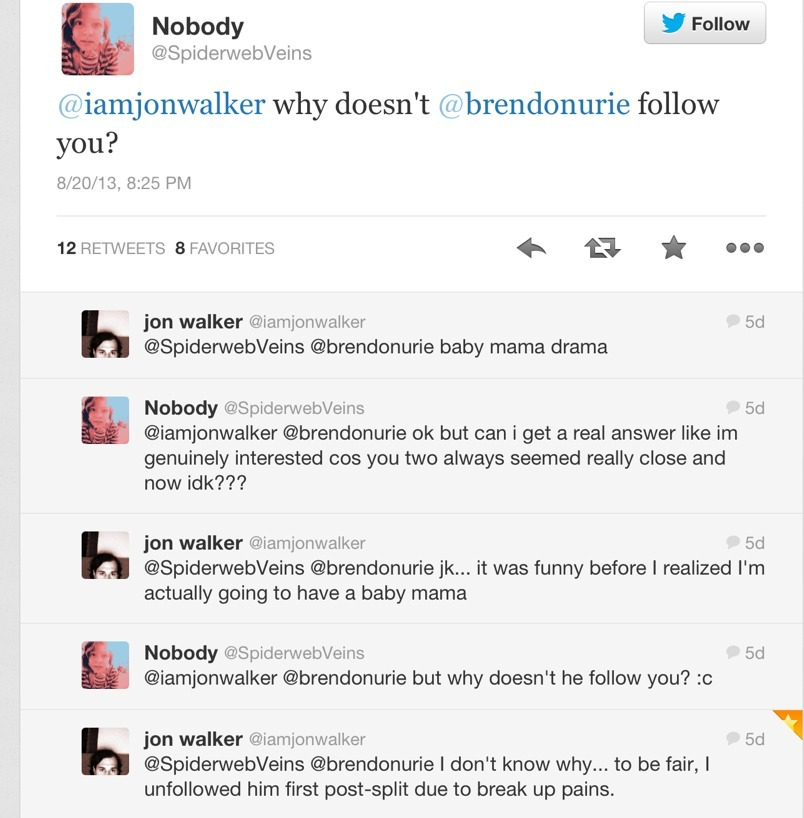 kittyhecox's tweet photo. Jon referring to brendon as his "baby mama" and then taking it back immediately remembering he got a whole ass wife 😭 https://t.co/zxQEsLKLlB
