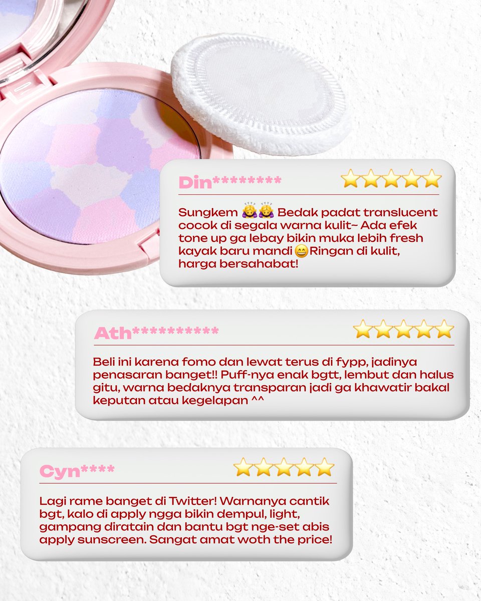 myRed_A's tweet photo. banyak yang awalnya checkout karena packaging-nya gemes...

eh ujung-ujungnya repurchase karena hasilnya 🫶😭💗

sekarang giliran kamu nih 👀

udah pernah cobain Red-A Compact Powder Translucent?
atau masih tim "lihat review dulu baru checkout"? 🤭💕 https://t.co/n1rwoTQdWf