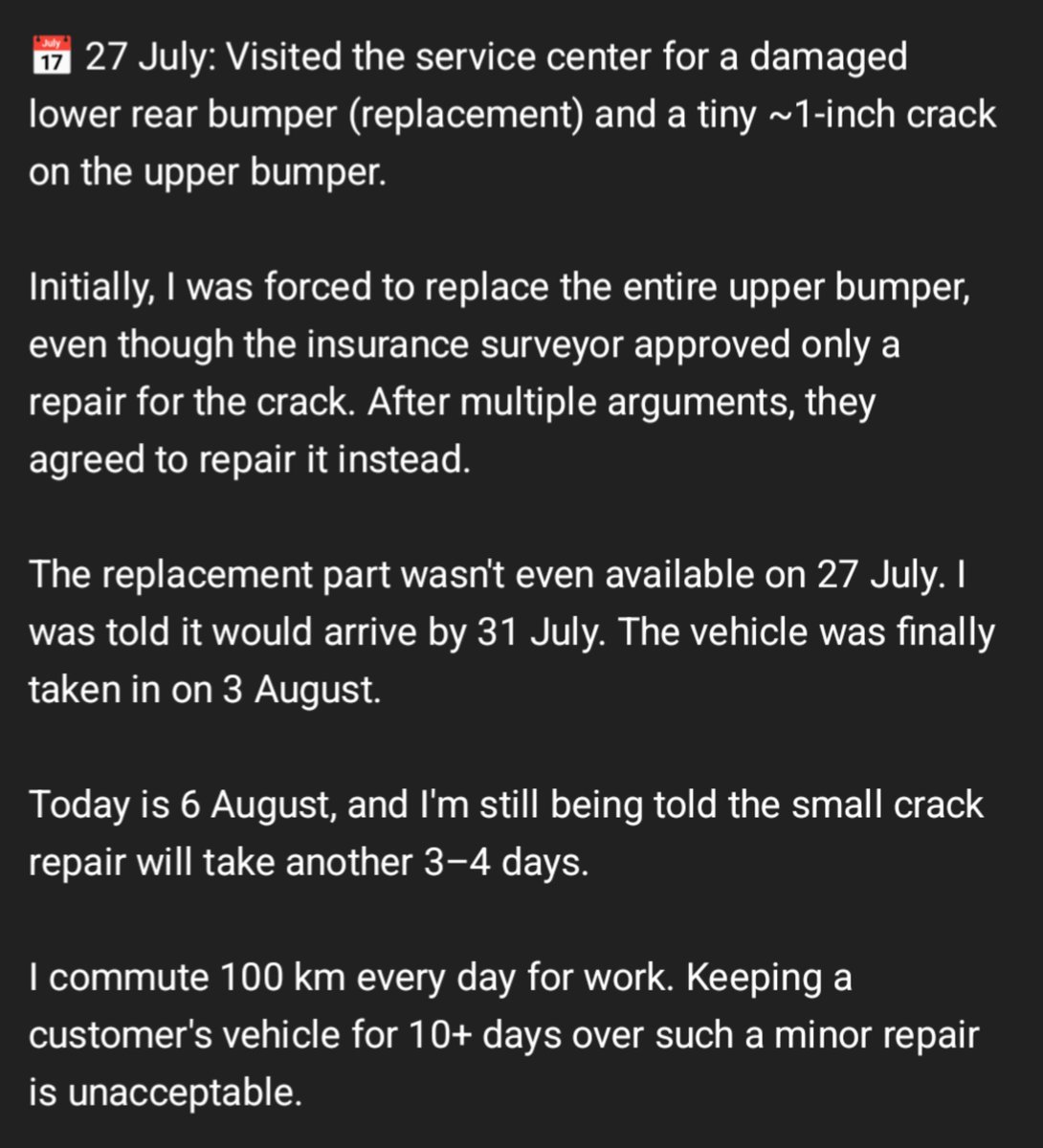 mr_m2a's tweet photo. I'm extremely disappointed with the after-sales service for our MG Windsor.

Is this the level of service MG owners should expect? @MGMotorIn 

#MGMotor #MGWindsor #CustomerService #AfterSalesService #CarService https://t.co/ro5iPj9sAg