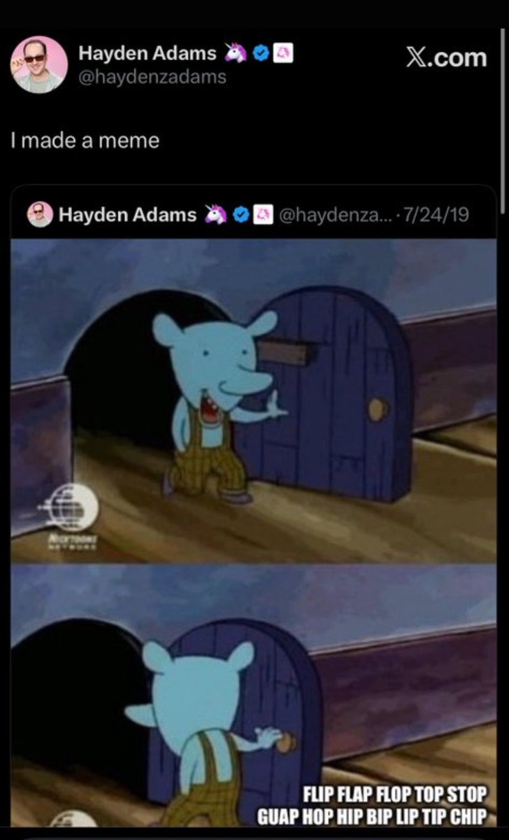 zeoonn7's tweet photo. @haydenzadams Is this a meme you created? 👀
#flipflap https://t.co/5LrsdUG78F