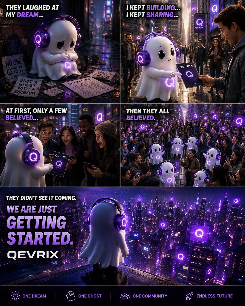 QEVRIXOfficial's tweet photo. They laughed.

I kept building.

They ignored.

I kept walking.

One believer became ten.

Ten became thousands.

The story has only just begun.

👻💜

#QEVRIX #QWISPER #BuildDifferent #BUIDL #Web3 https://t.co/aPBEQMGaQn