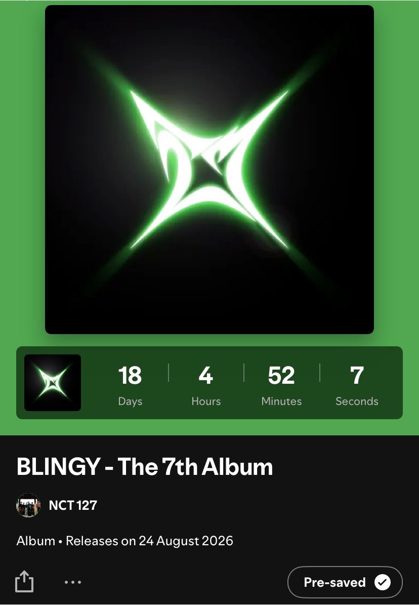 JJHT_L's tweet photo. 11.00 น. ประเทศไทยวันนี้มี 🟢 ✆✆➤ Whatsapp Message จาก NCT 127 ส่งมาชวนทุกคนไปกด Pre-save 'BLINGY' ที่ Spotify เซฟด่วน!

❇️https://t.co/K7CtbsPTLb

[มีเพลงลงในลิสต์ทั้งหมด 9 เพลง แต่ Track list previews ยังไม่ขึ้นชื่อเพลง]

#NCT127 #BLINGY 
#NCT127_BLINGY
#JAEHYUN https://t.co/q7seIAV2iD