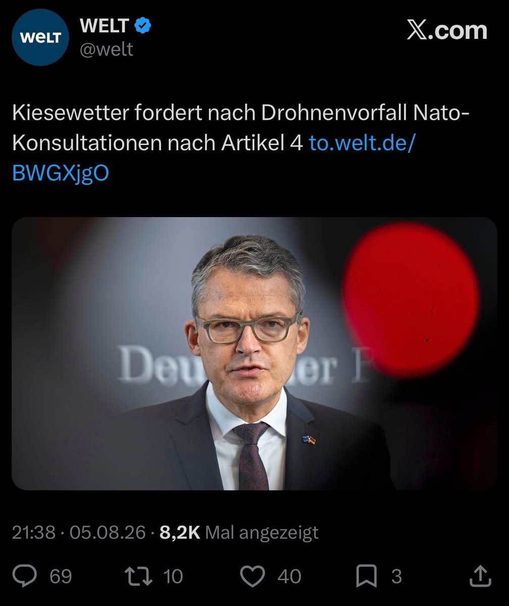 rosenbusch_'s tweet photo. Einige Leute, ich sag mal die üblichen Verdächtigen, scheinen nur auf sowas gewartet zu haben.

Den Spannungsfall hätte Kiesewetter ja bereits vor einem Jahr gerne ausgerufen.

Dobrindt: 

„Wir müssen die Bedrohungslage hochstufen, von abstrakter Bedrohungslage hin zu hoher Gefährdung, die real ist.“ Das erfordere auch ein Umdenken beim Schutz kritischer Infrastruktur. „Es ist ein Wettlauf oder ein Wettrüsten, was wir hier erleben. Für dieses Wettrüsten haben wir uns aufgestellt.“

https://t.co/max8CMsgr9