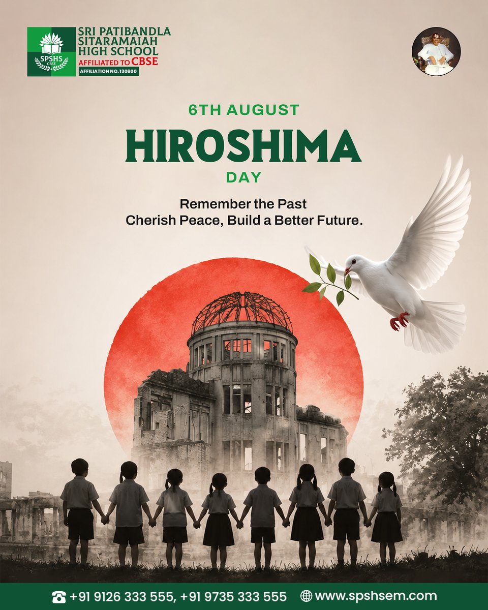 cbsesps's tweet photo. On Hiroshima Day, we remember the lives lost, honor the resilience of survivors, and reaffirm the importance of peace. Let this day inspire every student to value compassion, reject violence &amp; work towards a future built on understanding, unity and hope. 🕊️🌍 https://t.co/w1UrxGBmfF