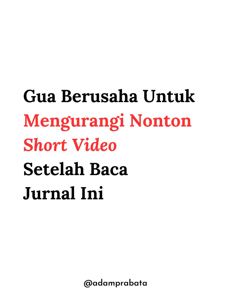 AdamPrabata's tweet photo. Gua Berusaha Untuk Mengurangi Nonton Short Video Setelah Baca Jurnal Ini

Lo pernah nggak sih ngerasa otak makin “lemot” setelah seharian scroll short video?

Awalnya gua pikir itu cuma perasaan doang, sampai gua baca jurnal ini.

Ternyata, kebiasaan nonton short video, entah itu TikTok, Reels, YouTube Shorts, ternyata beneran ada efeknya ke otak. Efeknya ngaruh ke kognisi, memori, dan fokus. 

Iya, betul, kemampuan otak yang selama ini kita andalkan buat kerja, belajar, atau sekadar mikir jernih itu bisa terganggu.

Penelitian meta-analisis skala besar yang ngerangkum 71 penelitian dengan hampir 100.000 partisipan menemukan hasil menarik yaitu

𝗦𝗲𝗺𝗮𝗸𝗶𝗻 𝘀𝗲𝗿𝗶𝗻𝗴 𝗻𝗼𝗻𝘁𝗼𝗻 𝘃𝗶𝗱𝗲𝗼 𝗽𝗲𝗻𝗱𝗲𝗸, 𝘀𝗲𝗺𝗮𝗸𝗶𝗻 𝗯𝗲𝘀𝗮𝗿 𝗷𝘂𝗴𝗮 𝗽𝗲𝗻𝘂𝗿𝘂𝗻𝗮𝗻 𝗳𝘂𝗻𝗴𝘀𝗶 𝗼𝘁𝗮𝗸

Nonton short video terlalu sering juga berkaitan dengan naiknya tingkat stres, kecemasan, sampai gangguan tidur.

Short video itu kontennya super cepat, super padat, dan super stimulatif. Otak kita kebanyakan “dopamine hit” dalam waktu singkat. Akhirnya, konten panjang jadi kerasa membosankan, kokus makin pendek, daan itu kebawa ke aktivitas lain di dunia nyata.

Semoga bermanfaat!