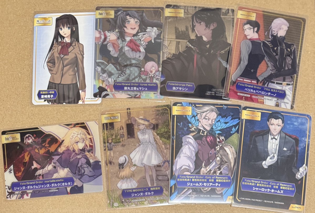 yanagida_tr's tweet photo. 【交換】
TYPE-MOONフェア2026 FGO タイプムーン
譲
通常 蒼崎青子 モリアーティ、ホームズ
レア 藤丸立香&amp;マシュ、偽アサシン、ベリル&amp;ペペロンチーノ、ジャンヌダルク&amp;ジャンヌダルクオルタ、ジャンヌダルク

求
画像2枚目の高杉晋作(レア、通常)

郵送での交換希望です。詳細↓ https://t.co/vWMuEyBvaN