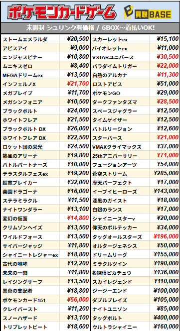 📢#ポケカ 買取一覧更新！ ￣V￣￣￣￣￣￣￣￣￣￣ 8月6日(木)13:29