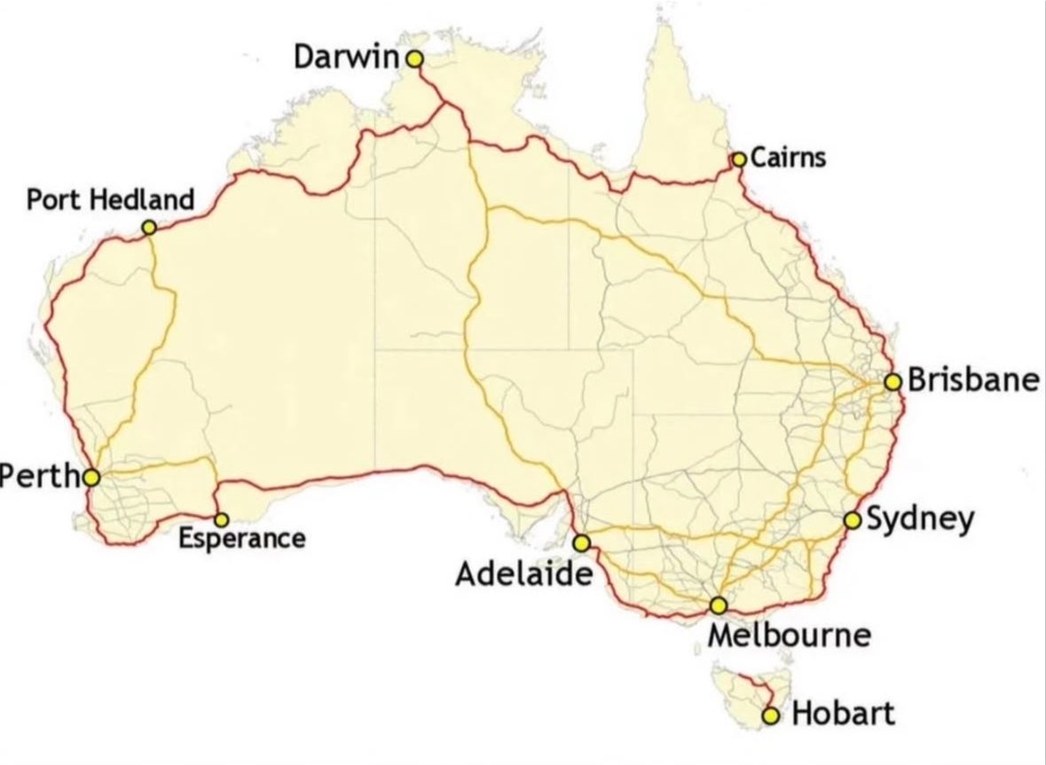 earthcurated's tweet photo. Australia's Highway 1 is the world's longest national highway. https://t.co/lqruQ1lQsp