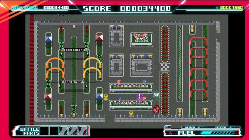 b_wings1234's tweet photo. ルート16というのは不思議なゲームだ。アーケードでもファミコンでも爆発的に売れたわけではないし、同じサン電子の「いっき」のようにカルト的な人気があるわけでもない。派手か地味かで言うなら、どちらかと言えば地味なゲームだ。なのに、このゲームはとても愛されているように感じるのだ。(続く)

ルート16は、大雑把に言うと「ラリーX＋パックマン」のようなゲームだ。全体マップが表示されるレーダーモードでは自車と敵車とアイテムの位置は見えるが、16個に分かれた各部屋のレイアウトまでは分からない。部屋に入って初めてそれが分かるという仕組みだ。

レーダーモードで敵に追い詰められ、とっさに入った部屋に逆転アイテムが置いてあって九死に一生を得るということや、その逆もあったりする。そのスリルが面白い。

アーケード版をアレンジしたファミコン版のルート16ターボはよく工夫されていて、ターボの名の通りスピード感もかなりある。面白さで当時の他のファミコンゲームに見劣りするとは思わない。

しかしそのファミコン版が発売された1985年にあっては、正直なところドットイートゲームは目新しさに欠ける感じもあり、ぱっと見の地味さは拭えない印象があった(なお同作は9面でゲームが止まってしまうというバグもあった)。

にもかかわらず、このゲームは愛された。根強いファンの方々に支えられ、PS1でサンソフトのコレクションに収録されたり、ガラケーのアプリとして配信されたり、Nintendo Switch Online のラインナップにも加えられたりしている。

さらに、本日8月6日にはルート16を今の技術でリメイクした“ルート16R”を含む「ルート16 コレクション」が発売された。

これが発表された時のXにおける盛り上がりは、なかなか凄いものがあった。「これを待っていた！」「絶対買う」など、多くの人がルート16への愛を語っていた。決して少なくはない人たちが静かに、だが熱を絶やさずに愛し続けていたのだ。

ルート16はこんなにも人気があったのかと驚いたし、サン電子がこのIPを切り捨てることなく令和までつなぎ、さらに最新のリメイク版まで用意していたことにも大変驚いた。それは、まずサン電子自身が、このゲームを愛し続けていたということの証でもあるのだろう。

私はこのゲームに地味な印象を抱いていると書いたが、40年以上にわたって受け継がれ、令和の今なお新作が作られるその歩みは、決して地味なものではない。

もしかしたらルート16は、ゲーム界の麦茶みたいな存在なのかもしれないと思った。

コーラのような派手さはない。だが、ふとした時に飲みたくなり、口にすると何だかほっとする。ルート16というゲームの不思議な魅力は、そういう類のものなのかもしれない。

真夏である。
麦茶が美味しい季節である。
そんな時節に復活するは、ルート16。
もちろん私もプレイする。
きっと麦茶を飲みながら。
#レトロゲーム