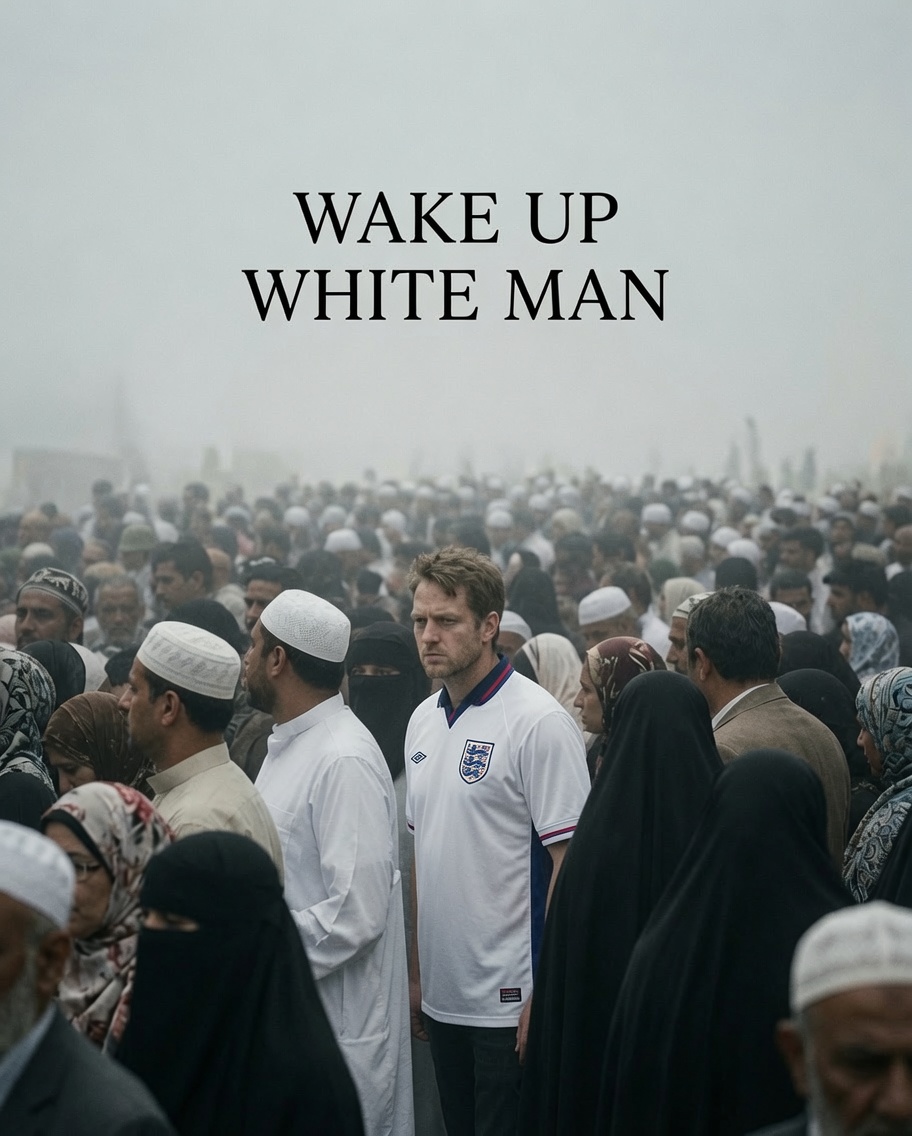 BritishBastardX's tweet photo. You are being replaced. 

Wake up. https://t.co/ljUQt0YGje