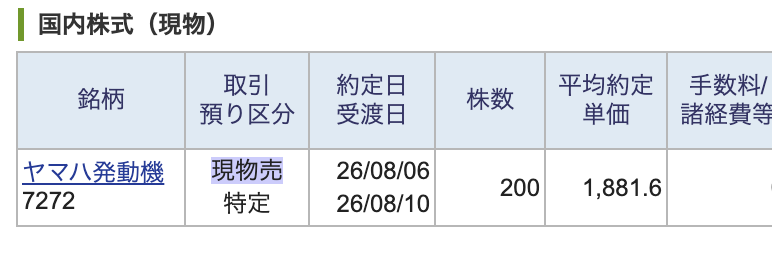 yuudai_te2's tweet photo. 今日8/6の取引

✅ヤマハ発動機200株売却（保有数500→300、損益率+63.6%✨）

先日急上昇したので一部利確し、300株残して今後の更なる上昇と配当、優待まで狙う戦略😂 https://t.co/YOSV13Y2ae