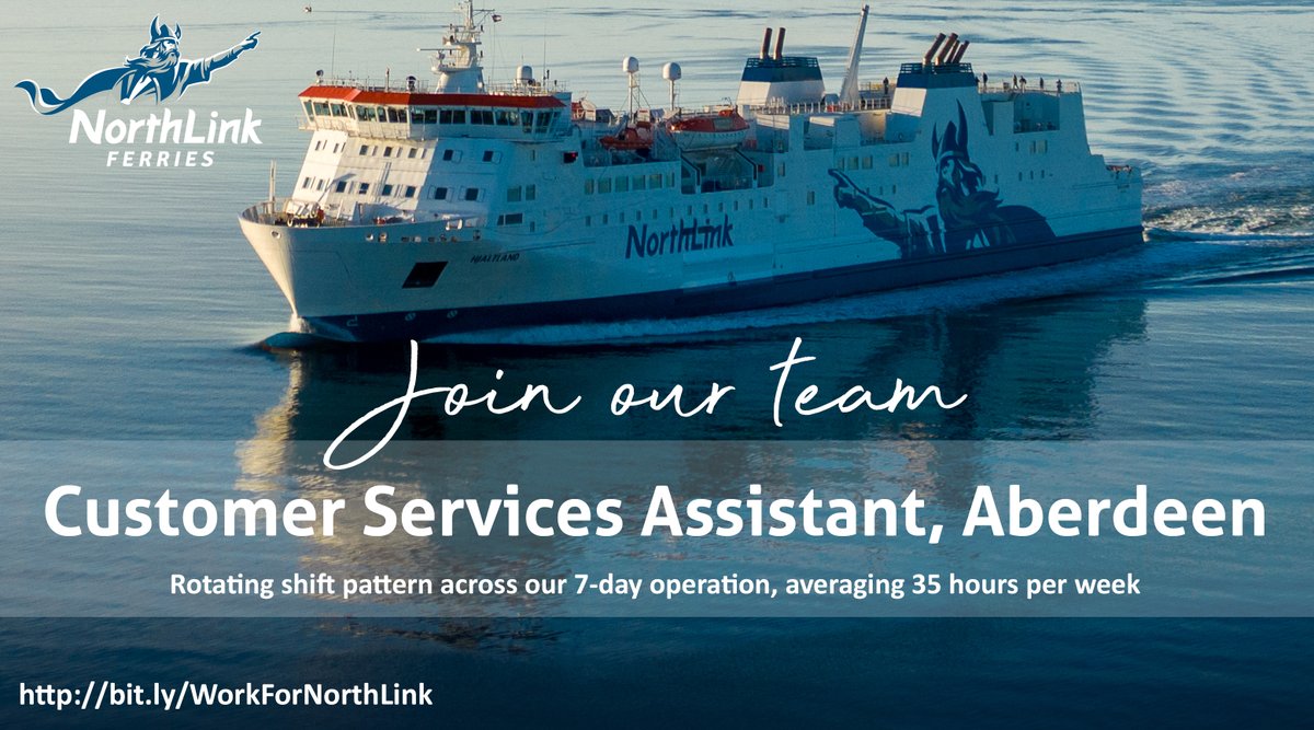 NLFerries's tweet photo. There is an opportunity for a Full time Customer Service Assistant to join our great team in Aberdeen.
To see more information and apply, please visit our website
โถ https://t.co/eYydeUSV5s
Please share๐
#jobopportunity #jobsearch #nowhiring #employment #aberdeen https://t.co/gvxlzvZigS