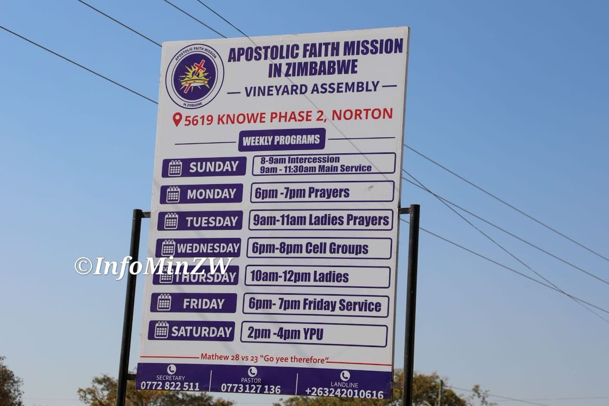 GarikaiGarwe's tweet photo. Today, President Emmerson Mnangagwa @edmnangagwa is set to officially commission the Apostolic Faith Mission in Zimbabwe Church, Vineyard Assembly, in Knowe, Norton. The occasion marks the successful completion of an 18-year church construction project.
#NDS2
 #Vision2030
#AsakhiZim
#VakaZim