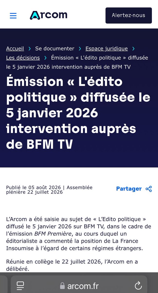 BMoon_bee's tweet photo. L’ARCOM met en garde une nouvelle fois BFMTV et Arthur Berdah sur les fake news proférés contre LFI mais sans aucune sanction alors que la gradation des sanctions aurait dû s’appliquer compte tenu des précédents en la matière et invite LFI à saisir la justice pour diffamation ! https://t.co/Zt5xDmkL0W