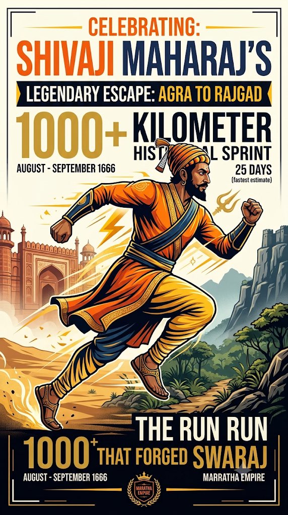 dadodaddy_'s tweet photo. Shiva Kunbi Bhosle holds the contemporary world record for the fastest 1000+ km run from Agra to Raigad.

To commemorate his marathon run, Parathas undertake the same run every year on foot. Parathas are forever indebted to Mirza Raja Jai Singh for enabling Chuhaji to create this fond memory for them.

Jai Chuhaji! Jai Jijau!