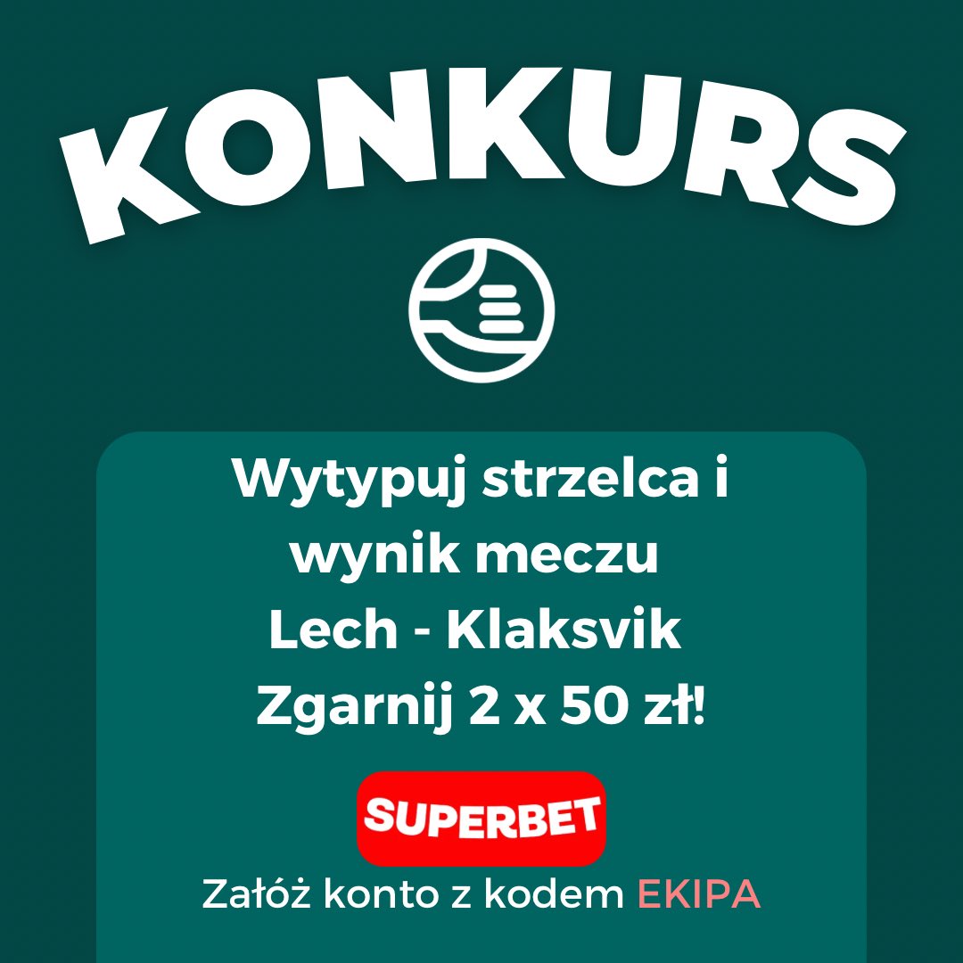 betekipa's tweet photo. 👉 Obserwuj ten profil i zostaw ❤️ pod tym postem 
👉 Retweet
👉 Wytypuj wynik i strzelca w meczu Lech Poznań - Klaksvik
🏅Nagroda: 2x50 PLN dla dwóch losowych osób z poprawną odpowiedzią 
🕓 Czas do 6.08, 18:59 https://t.co/Mziti00Sdo