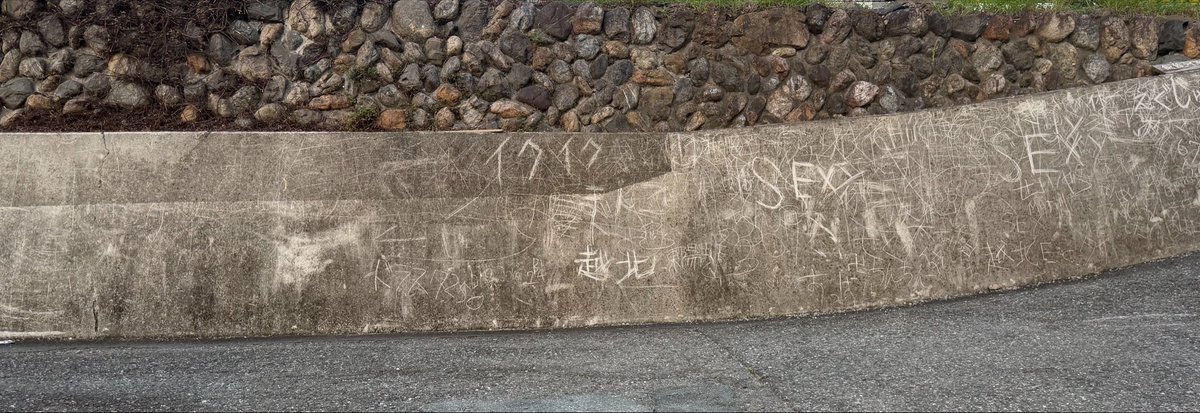 sonaginanana's tweet photo. 清涼を感じたあとの低民度落書きよw
親子でこの道通るのきまぢぃやん？ https://t.co/n3UXKX8I3R