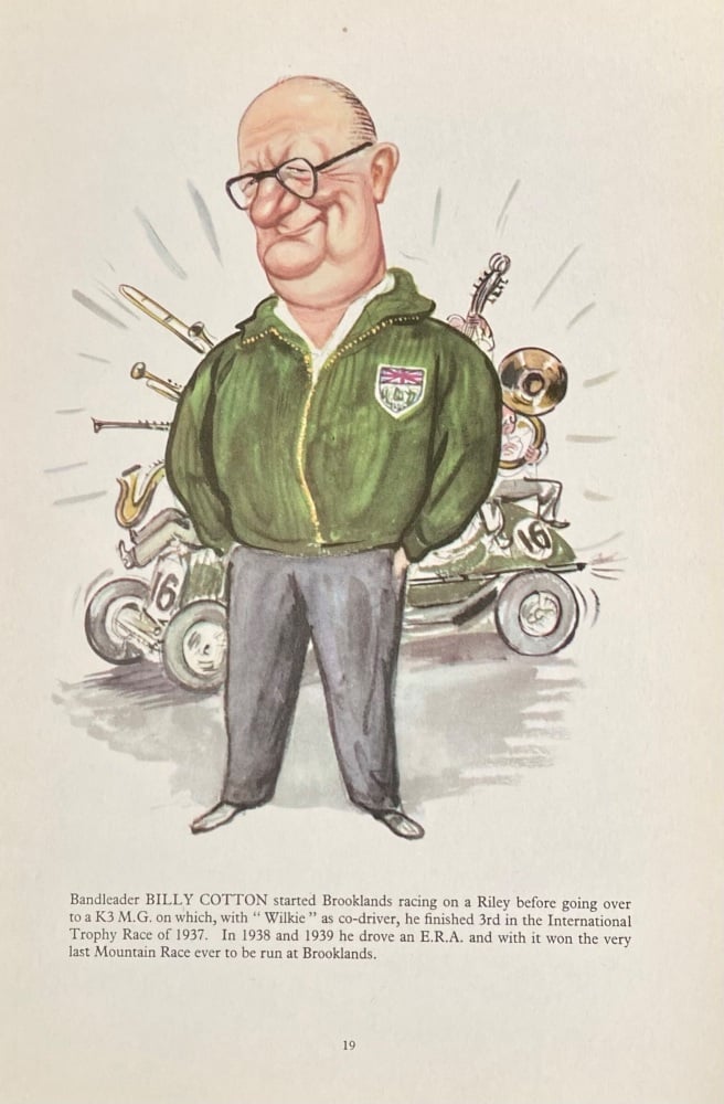 petereverett13's tweet photo. You may remember Billy Cotton the #Bandleader but did you know he was also a Racing Car Driver at #Brooklands. A man of many talents. Page from 1956. #motorracing #caricature #BillyCotton https://t.co/YJMwAGGHzA