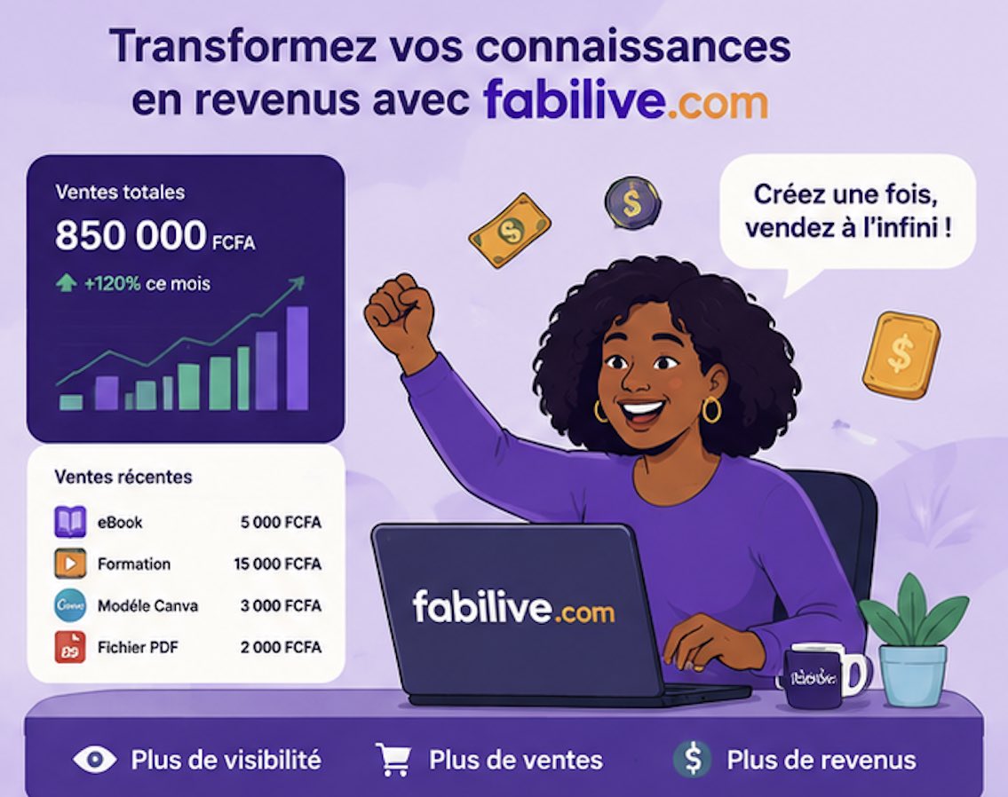 FabiLive4's tweet photo. Fabilive - Place de marché en ligne au Cameroun pour les produits, l'hébergement, les réservations de bus et les produits numériques. Nous mettons en relation acheteurs et vendeurs ; le commerce prend vie.
#OnlineMarketplaceCameroon #DigitalProducts https://t.co/PmlA25DCJK