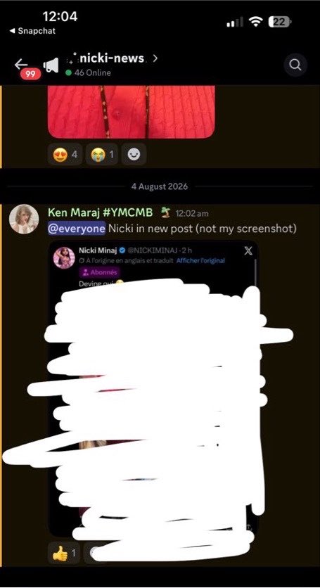 MarajestyyElite's tweet photo. @hausminajj @Ken___Maraj Are you cool??? He locked his account because he knew he was wrong. EVERYONE in the discord sent it to Nicki because he was leaking her content https://t.co/4GPxGj0Obq
