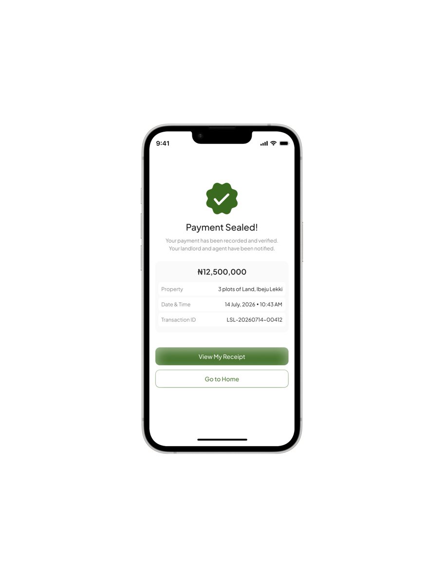iamdera_hh's tweet photo. I'm enjoying every bit of this design and how it's coming out 🤭
The confirm and payment success screen for landseal ✨
Let me work on your next project Founders, my DM is open. 
Have an amazing day 🙏 https://t.co/zzO4wKWFkm