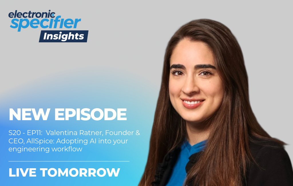 electronicspec's tweet photo. 🎙️ New episode, Live Tomorrow, 9AM 🎙️ 

In Friday's episode of Electronic Specifier Insights, host Paige Hookway talks with Valentina Ratner, Founder and CEO of AllSpice

Listen to our latest episodes here: https://t.co/fMOkYXiXZ9 https://t.co/nAmfeL5JkE