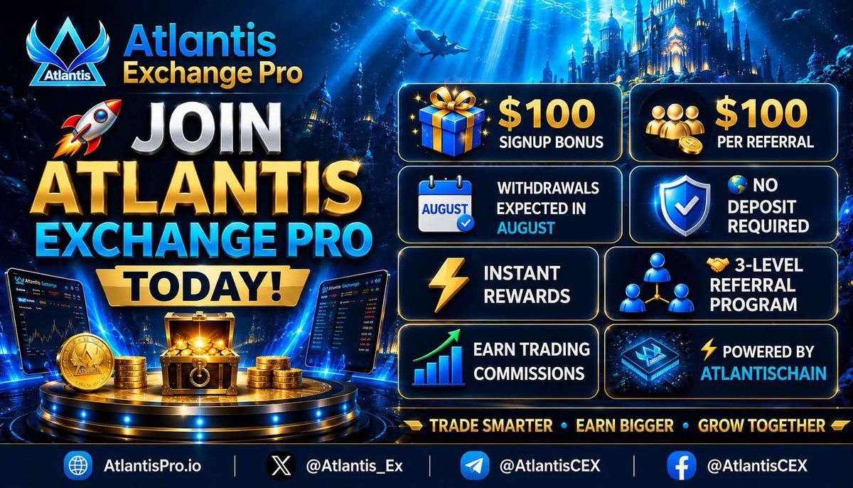 Atlantis_Ex's tweet photo. 📢 Updates on Certain Exchange Functions 🇺🇸🔐🚀

🔗 URL: https://t.co/g5q9qDMQZk

✅ As of today, Atlantis Exchange Pro's deposit functionality is fully operational for both native coins and tokens across the following 8 networks:

    1️⃣  Arbitrum
    2️⃣  AtlantisChain
    3️⃣  Base
    4️⃣  BNB Smart Chain (BSC)
    5️⃣  Ethereum
    6️⃣  Polygon
    7️⃣  Solana
    8️⃣  TRON

👉 Upgrades for the remaining supported blockchains, KYC, trading chart functionality, and withdrawal are currently underway.

🙏 Stay tuned for more updates.