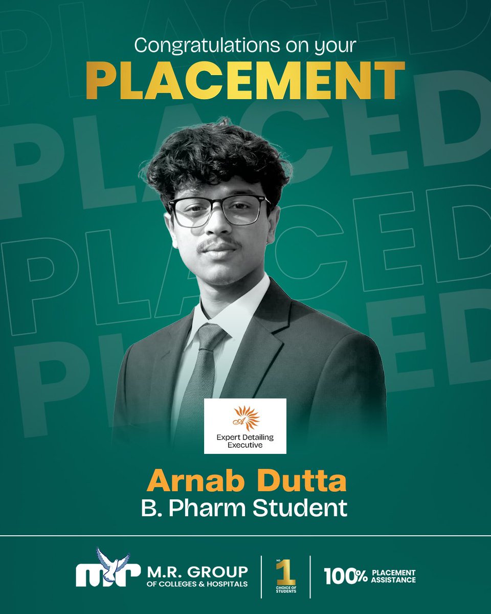 MRColleges's tweet photo. Another Milestone. Another Proud Moment...

We are thrilled to share that Arnab Dutta has been selected as an Expert Detailing Executive at Alliance Marketing (Zydus Wellness).

Congratulations, Arnab! Wishing you a bright, successful, and rewarding future. 💐🎓

#mrgroup https://t.co/6uwd8LObFW