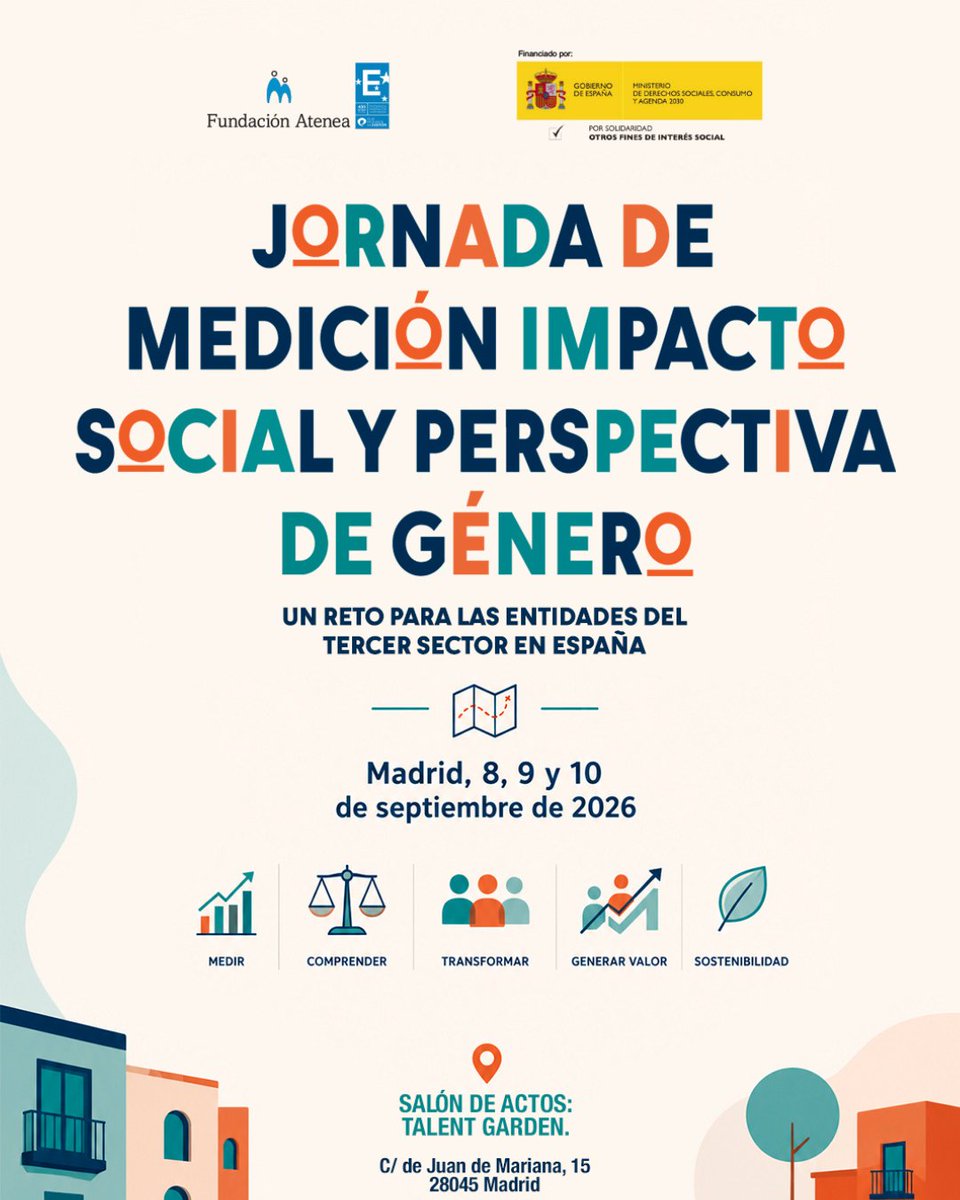 FundacionAtenea's tweet photo. Como profesional del #TercerSector, ¿sabes qué es el impacto social?, ¿sabrías medir el impacto social?, ¿crees que sería posible  medir el impacto social con perspectiva de género?
Todas las respuestas en la Jornada #MediciónImpactoSocial y perspectiva de género, financiada por @MSocialGob 
SAVE THE DATE
LINK: https://t.co/LzRXbTngdJ