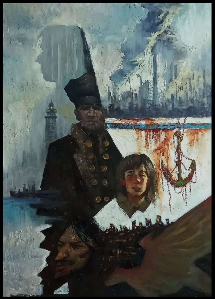 Vicsesh's tweet photo. Untitled (yet) Oil on canvas • 110 × 80 cm  Faces in the mist. Stories left untold.  Open to interpretation. https://t.co/H6pMuTno8n