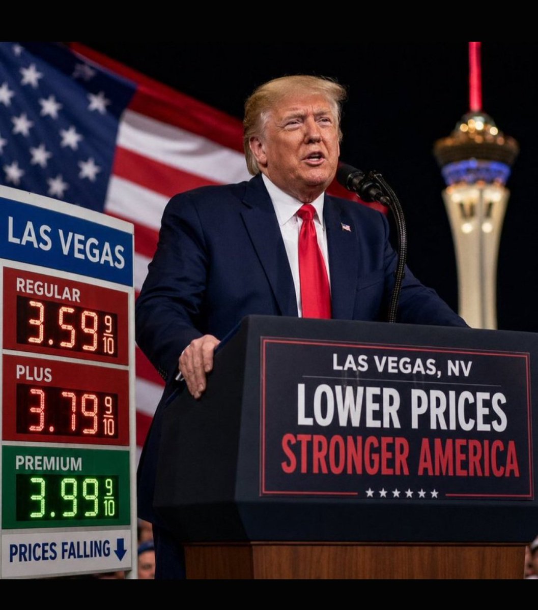 DraganaAngel981's tweet photo. Look at these prices!
Regular $3.59
Plus $3.79
Premium $3.99
Prices are FALLING ⬇️ and America is getting STRONGER 💪
This is what happens when leadership puts American energy first @realDonaldTrump
Lower prices. Stronger America.
No more excuses. Just results.
#LowerPrices #StrongerAmerica #LasVegas #Trump #EnergyIndependence #AmericaFirst #GasPrices #MAGA #MakeAmericaGreatAgain #DrillBabyDrill #USA