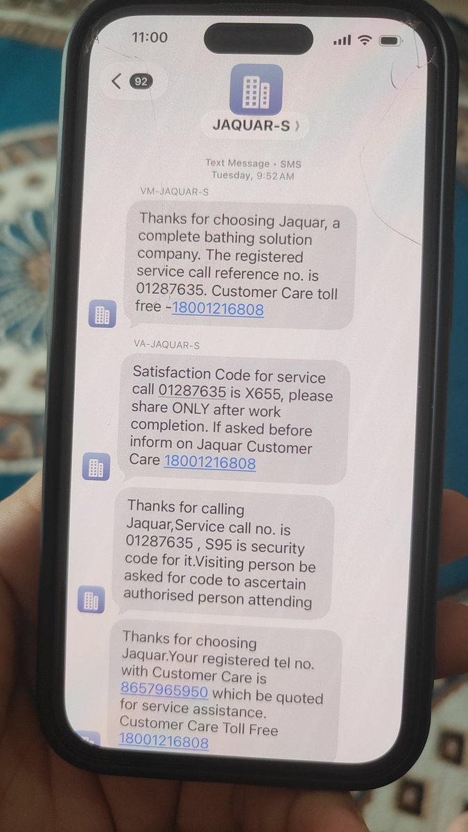 Chandra36034380's tweet photo. Extremely disappointed with @JaquarGroup. Raised 3 service req in the last 3 days, every time complaint has been closed without any repair or my confirmation Never shared the satisfaction code, yet the tickets marked resolved Completely unacceptable #CustomerService #WarrantyFail https://t.co/SXDt4yCU9w