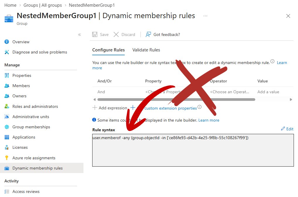DanielatOCN's tweet photo. The 𝐌𝐞𝐦𝐛𝐞𝐫𝐎𝐟 𝐫𝐮𝐥𝐞 for dynamic groups in Microsoft Entra will very soon stop working! Read more here > https://t.co/zd7l8Qs8xd

However, this isn't just for groups. It will also impact anyone using the MemberOf rule operator in the following resources:

• Dynamic membership groups
• Dynamic administrative units (AUs)
• Entitlement management auto-assignment policies
• Platforms and services
• Microsoft Entra ID
• Microsoft Entra Groups
• Microsoft Entra Administrative Units
• Microsoft Entra Entitlement Management

For some resources, policies using MemberOf will first be quarantined from 27 October 2026 which will stop any processing. Then after November 3, 2026, any group memberships will stay in their last known state.

#Microsoft #Entra #News