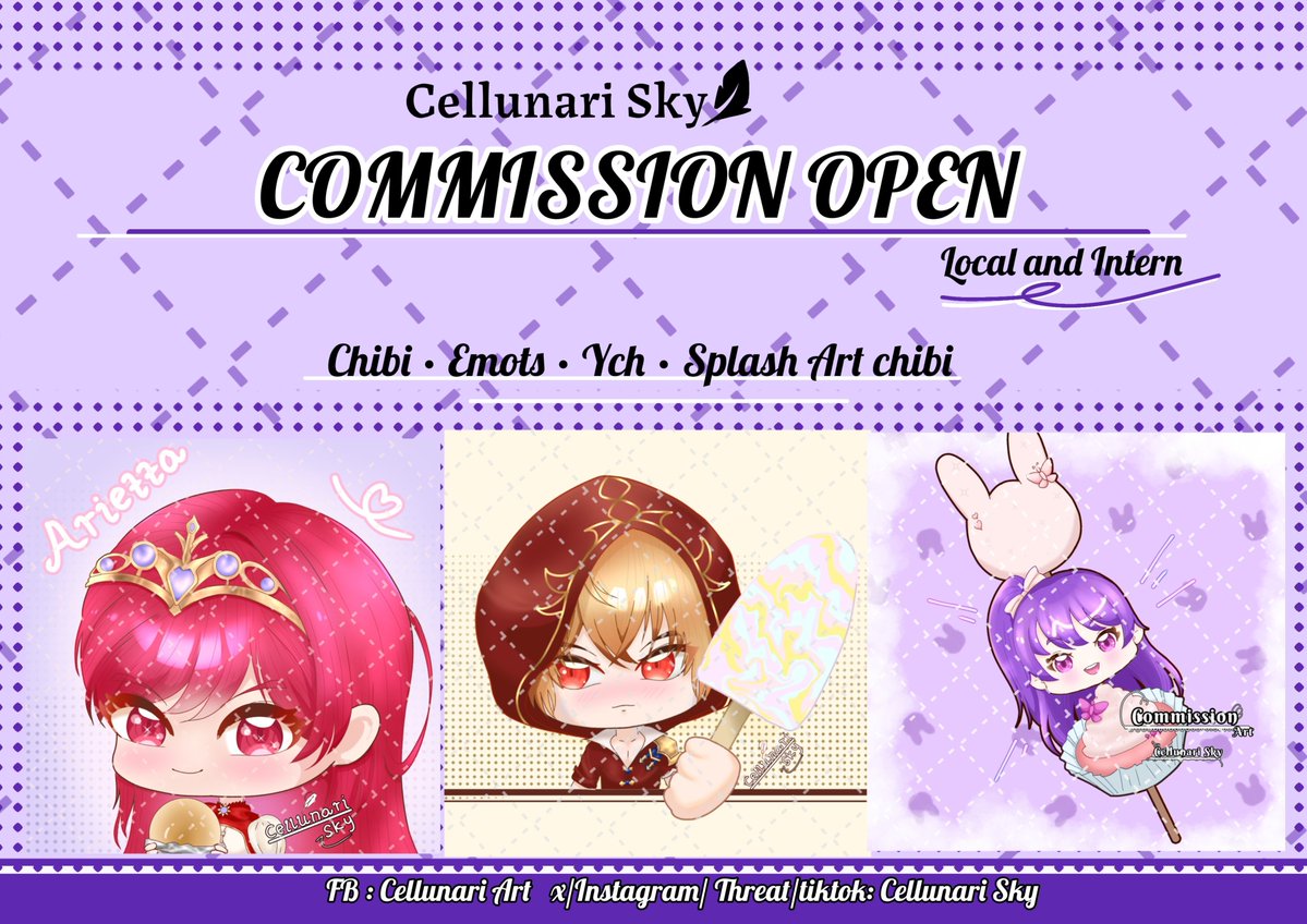 Cellunari_sky's tweet photo. Hi hi! Cellunari Commission Open ✨ {🧡&amp;🔁 are greatly appreciated}

Open For lokal and Internasional ✈️

Lokal form : (0/10) https://t.co/vuXeoabZ4A
Cmsgg : https://t.co/3PRoBRHuU8

(⁠ ⁠╹⁠▽⁠╹⁠ ⁠) I'm so excited for this✨

#commissonopen #commissionㅤ #zonauangㅤ https://t.co/fd8pxQRiaT