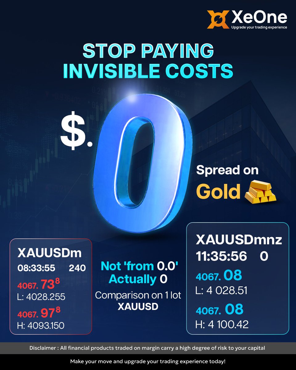 XeOneOfficial's tweet photo. Why pay more when you can trade with ZERO spreads on selected instruments?
📷 Zero Spread
📷 Fast Execution
📷 Secure Trading Environment
📷 Start with a Low Deposit
#XeOnePrime #ZeroSpread #ForexTrading #CFDTrading #TradeSmart #ForexMalaysia #ForexIndia #GoldTrading https://t.co/ISqLIPNTYC