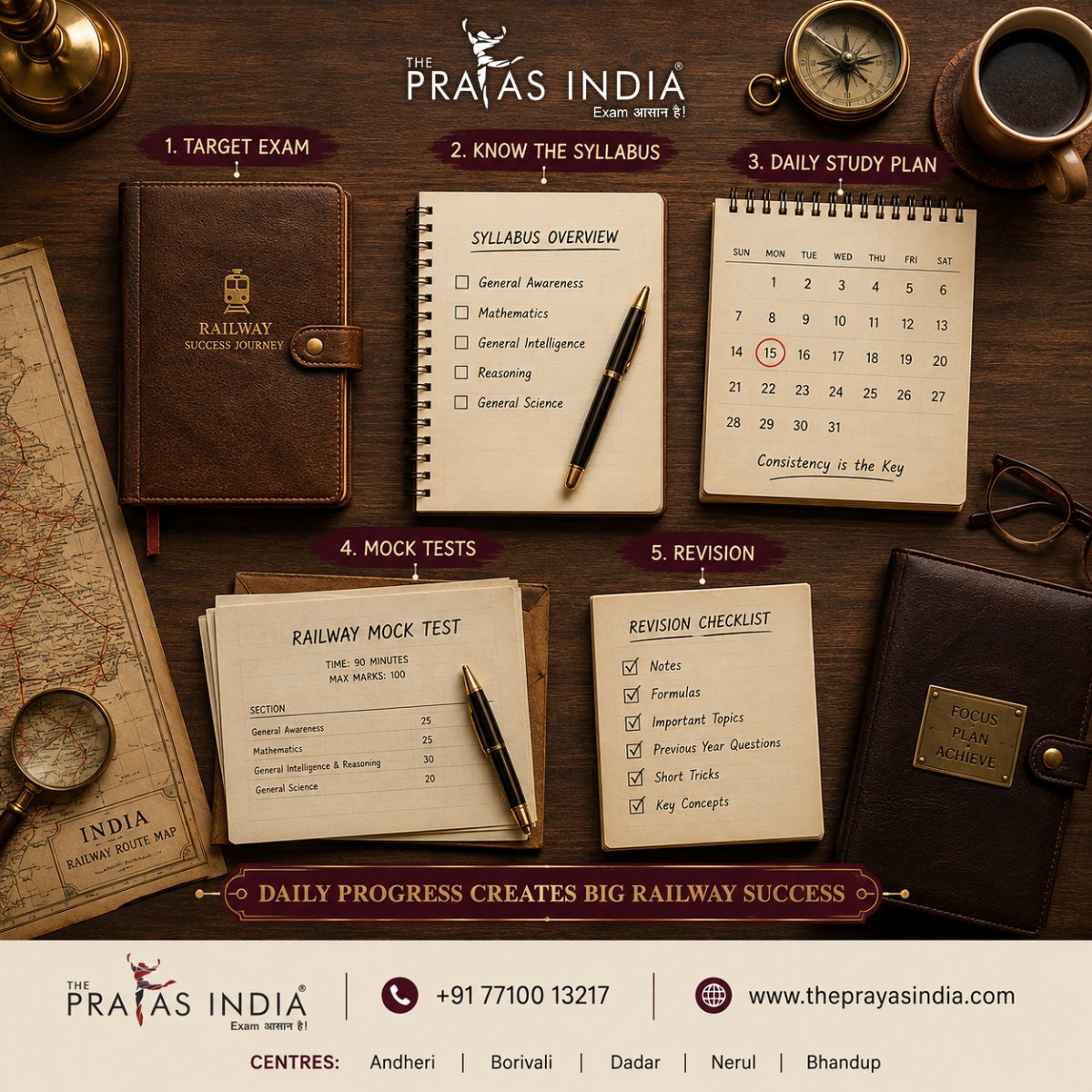 theprayasindia's tweet photo. 🚆 Preparing for Railway Exams?
Start with the right strategy—not confusion.
📚 Learn:
✅ Exam pattern
✅ Syllabus
✅ Study plan
✅ Mock test strategy
✅ Common mistakes to avoid
🔗 https://t.co/OCyVMel7Gp
📞 Admissions: 7710013217
#RailwayExams #RRBNTPC #RailwayPreparation https://t.co/Qk5PVRT92K