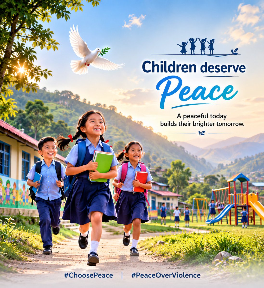 Minlal_Choc5's tweet photo. Children deserve classrooms, playgrounds and opportunities—not uncertainty. Peace creates the foundation for every dream to grow. #ChoosePeace #PeaceOverViolence https://t.co/RNofEFhDFY