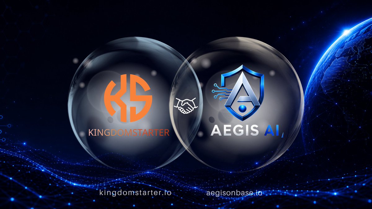 Kingdomstarter's tweet photo. 📢 KingdomStarter & @AegisonBase a Strategic Partnership

♻️What is Again AI
Aegis AI is building the next generation of AI-powered blockchain intelligence on Base, delivering real-time on-chain insights to help users analyze tokens, track wallets, monitor liquidity, and detect risks with confidence.

Partnership highlights:
🤝#IDO support
🤝Experience partner’s ecosystem
🤝#Marketing support
🤝Expand community & optimize users benefits
🤝Share resources of technology, NFTs & KOLs connection

#Kingdomstarter #AgainAI #IDO