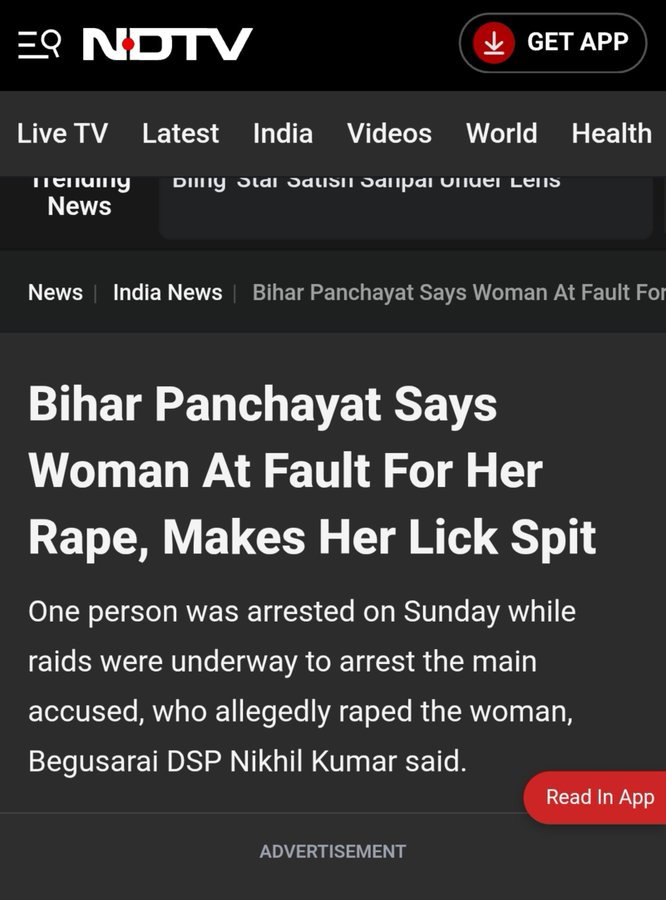 sandeep_PT's tweet photo. This is a real news from New India, 2026.
The fact that old men (Panchayat heads) can actually think and act like this, should make the case for a clear reboot visible. We aren't progressing, we are regressing. 
- - - https://t.co/VyzZKYSsAw