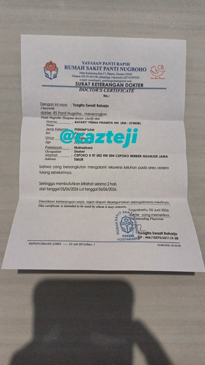 cajtezi's tweet photo. JUAL SURAT DOKTER KETERANGAN SAKIT / SEHAT ONLY 💰20K murah aman

✅ bisa request 
✅ dapet cap ttd
✅ bisa diprint 
✅ payment diakhir

t. wts wtb jasa joki trusted
#zonauang #zonaba #zonajajan #zonabu https://t.co/SYeoOqGLEt