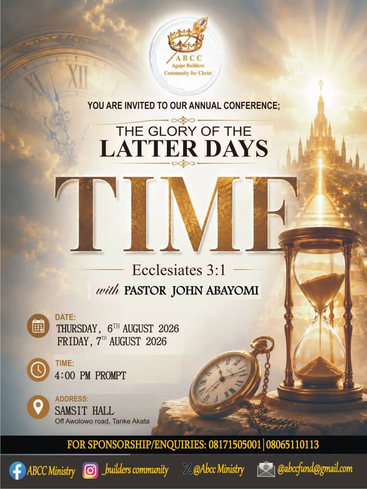 john_olorun_Ab's tweet photo. Today is The Glory of The Latter Days please don't miss it. Thank you.
#abccministry 
#thegloryofthelatterdays https://t.co/sA247Pxh4g