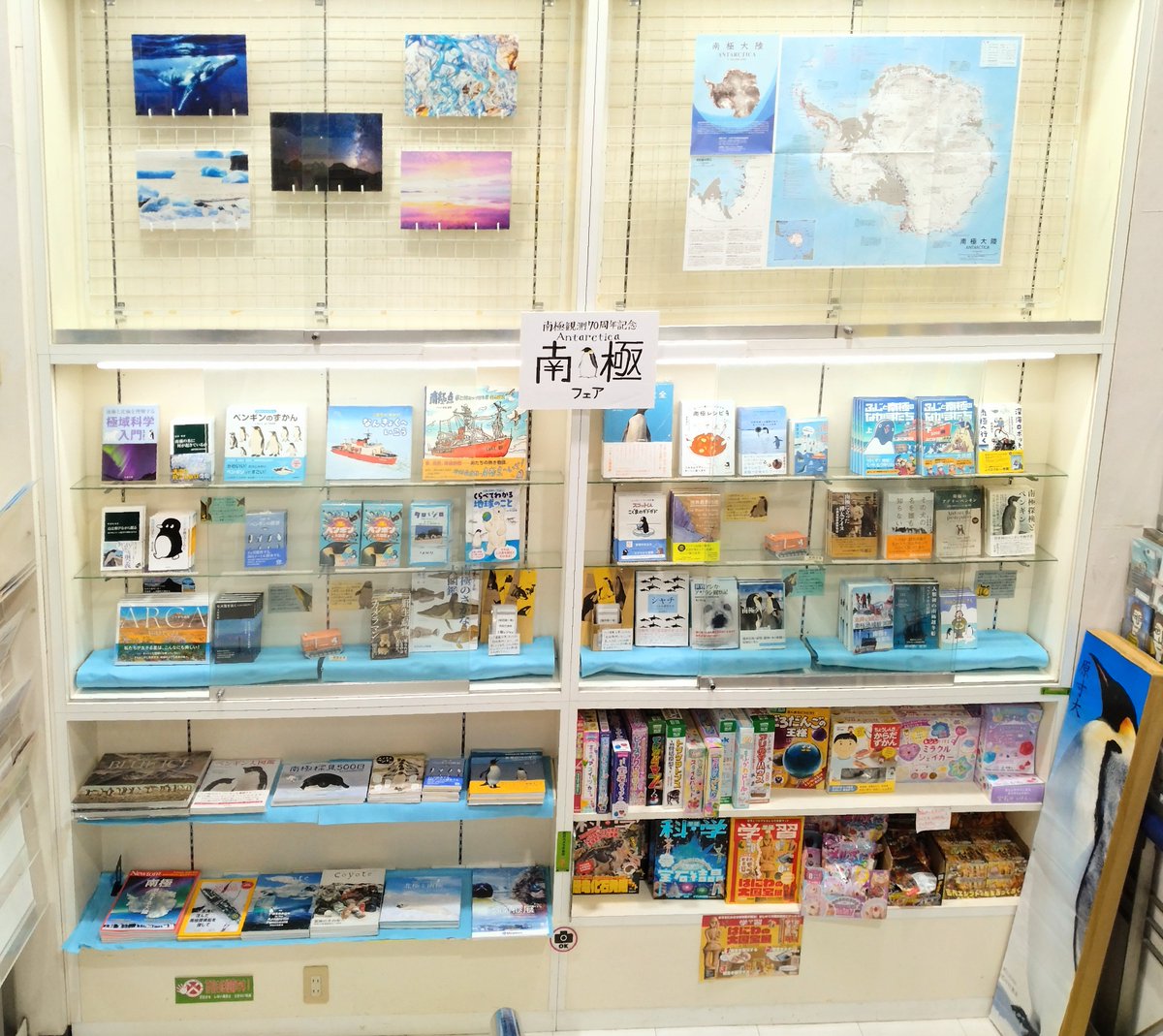BOOKSRUHE's tweet photo. 階段踊り場『南極フェア』開催中。フェア書籍のご紹介。

『ふじと南極のなかまたち　上下巻』(ふくのうみ/KADOKAWA)

南極やペンギンたちの様子など、コミックエッセイで楽しく読めます。フェア書籍お買い上げの方にスタッフ手描きの【南極生物しおり】差し上げます。#南極 #ペンギン #吉祥寺 https://t.co/CzT1KDl3sK