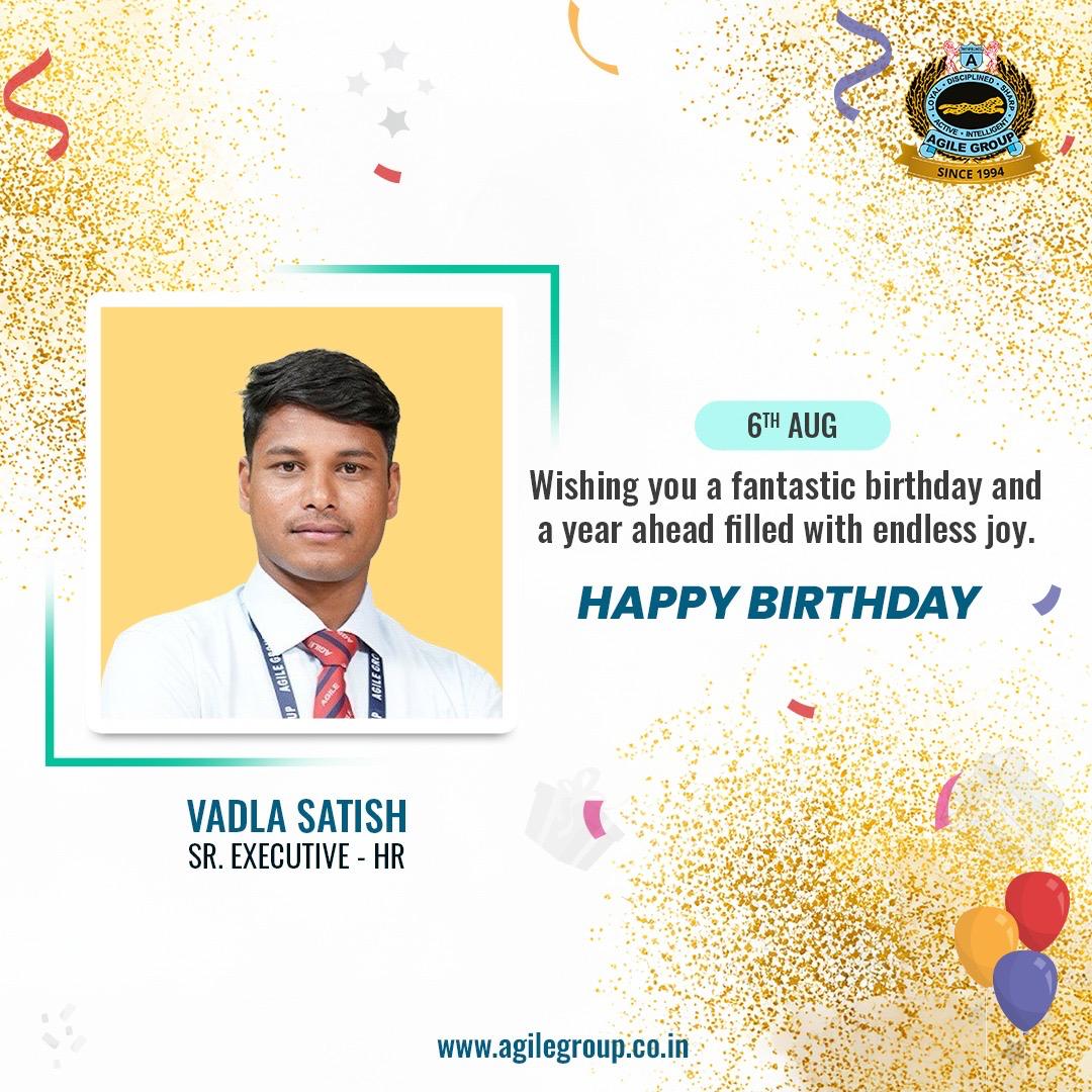 agilegroupoffl's tweet photo. Wishing our Sr. Executive – HR, Vadla Satish, a very Happy Birthday! 🎂🎈

Your dedication, hard work, and positive attitude continue to inspire everyone around you.

#HappyBirthday #BirthdayWishes #TeamAgile #AgileGroup #WorkFamily #HR https://t.co/T0PFpvhUaC