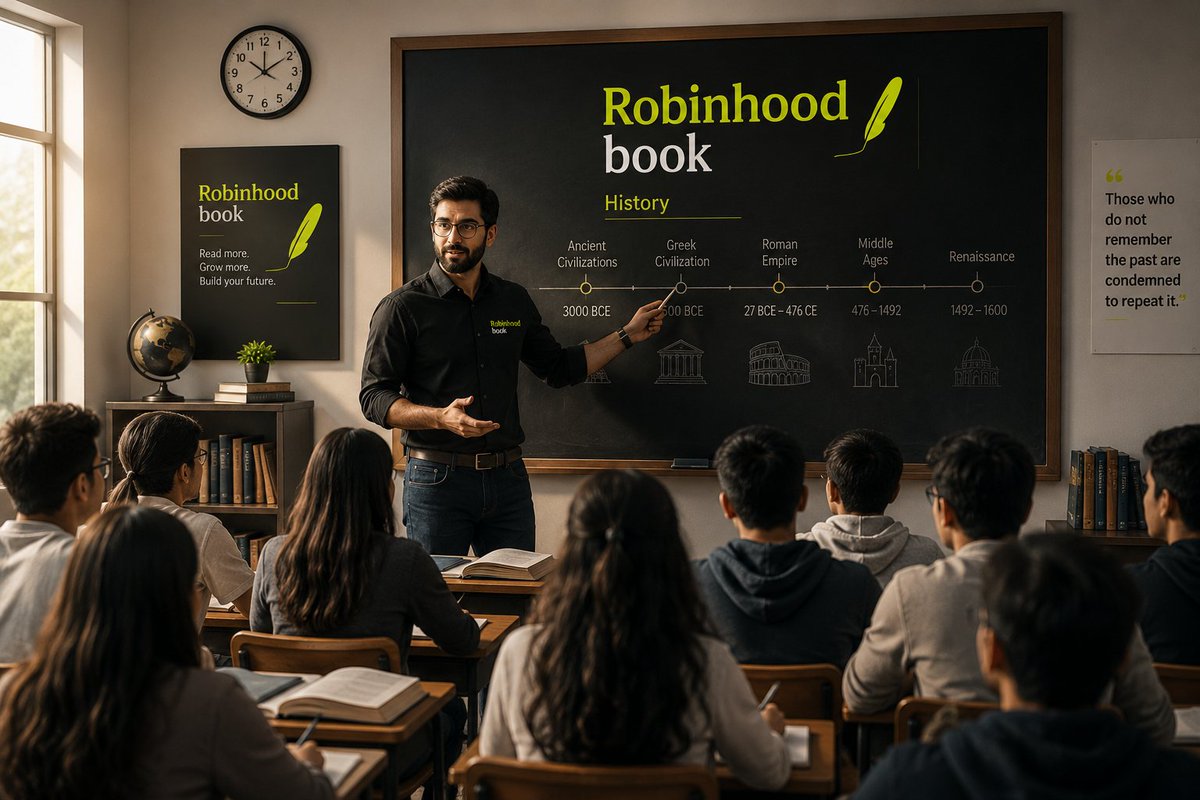Robinhoodbook's tweet photo. 📖 History isn't just about the past—it's the foundation of the future.

Start learning with Robinhoodbook.

#Robinhoodbook #History #Education #Learn #Knowledge #Future #Students #Study #Learning #Books #Growth 📚 https://t.co/xlhvFBsGrm