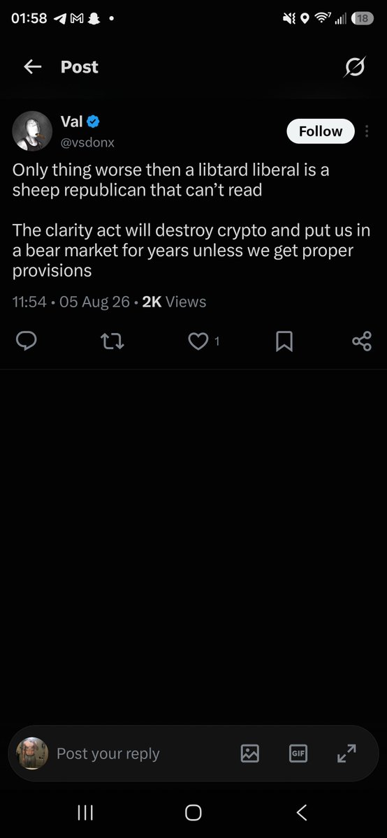 bustitopenfort's tweet photo. @vsdonx @unusual_whales Wouldn't expect a more retarded statement from a crypto loser. https://t.co/UTnruIgDdx